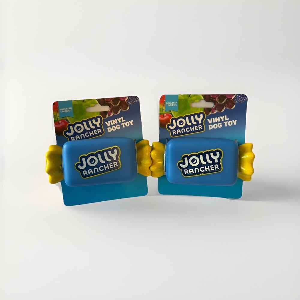 Set Of 2 Jolly Rancher Candy Vinyl Dog Toys New Plastic Squeaker Squeaky